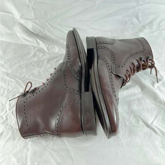 MAGNANNI Perforated Chelsea Wingtip Brown Leather Men